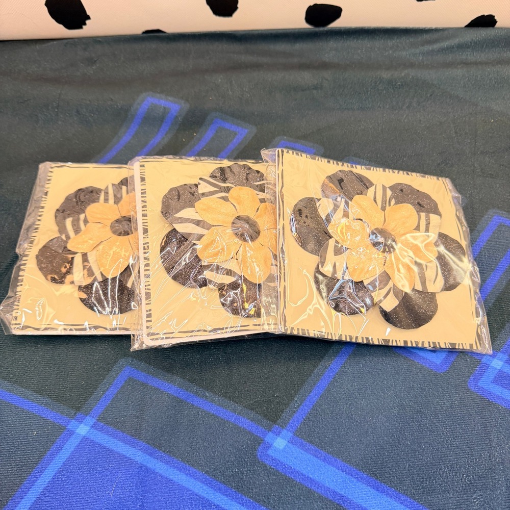 Michaels Flower Clip Womens Black Tan Zebra Print Glitter 3 Packs of 2
